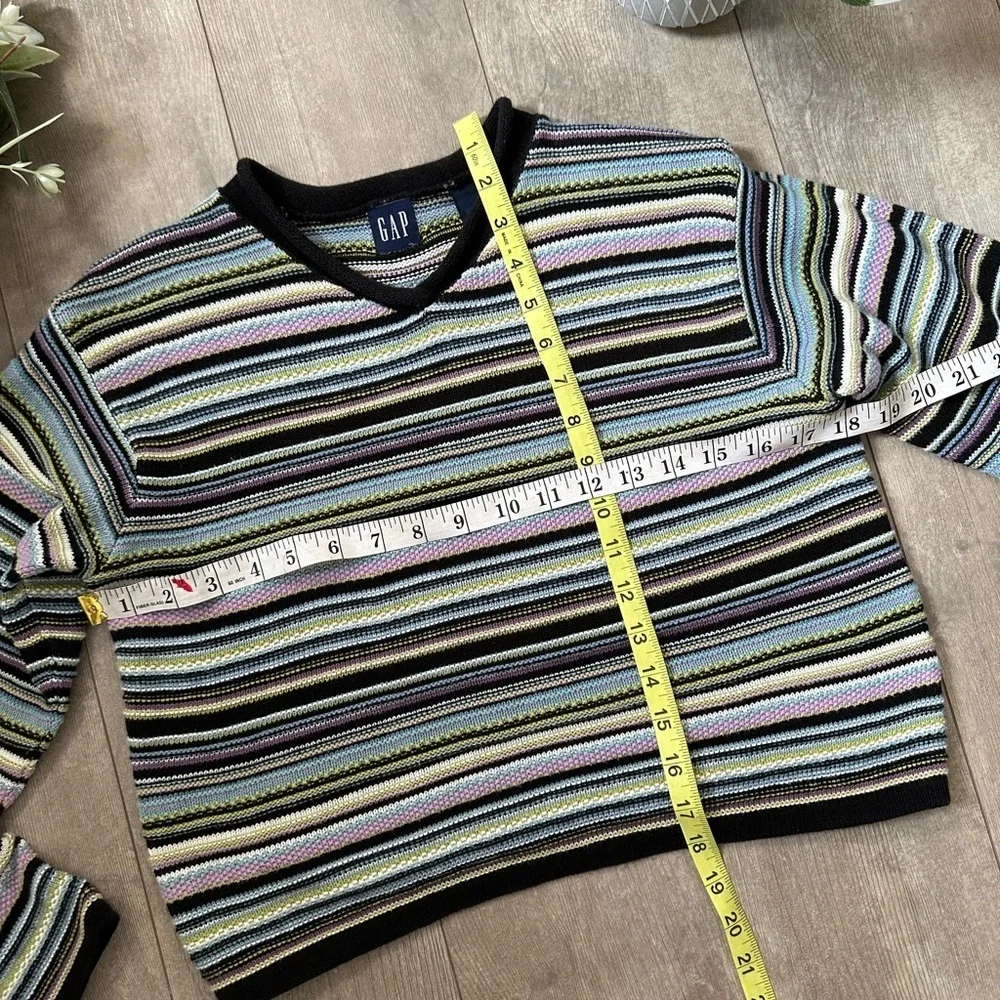 Vintage 90s GAP Girls Striped Heavy Cotton Sweater Size Medium